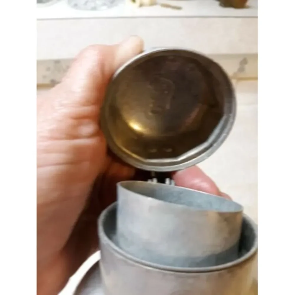 Vintage Karo Syrup Aluminum Pitcher Karo Embossed Flip Lid about 6